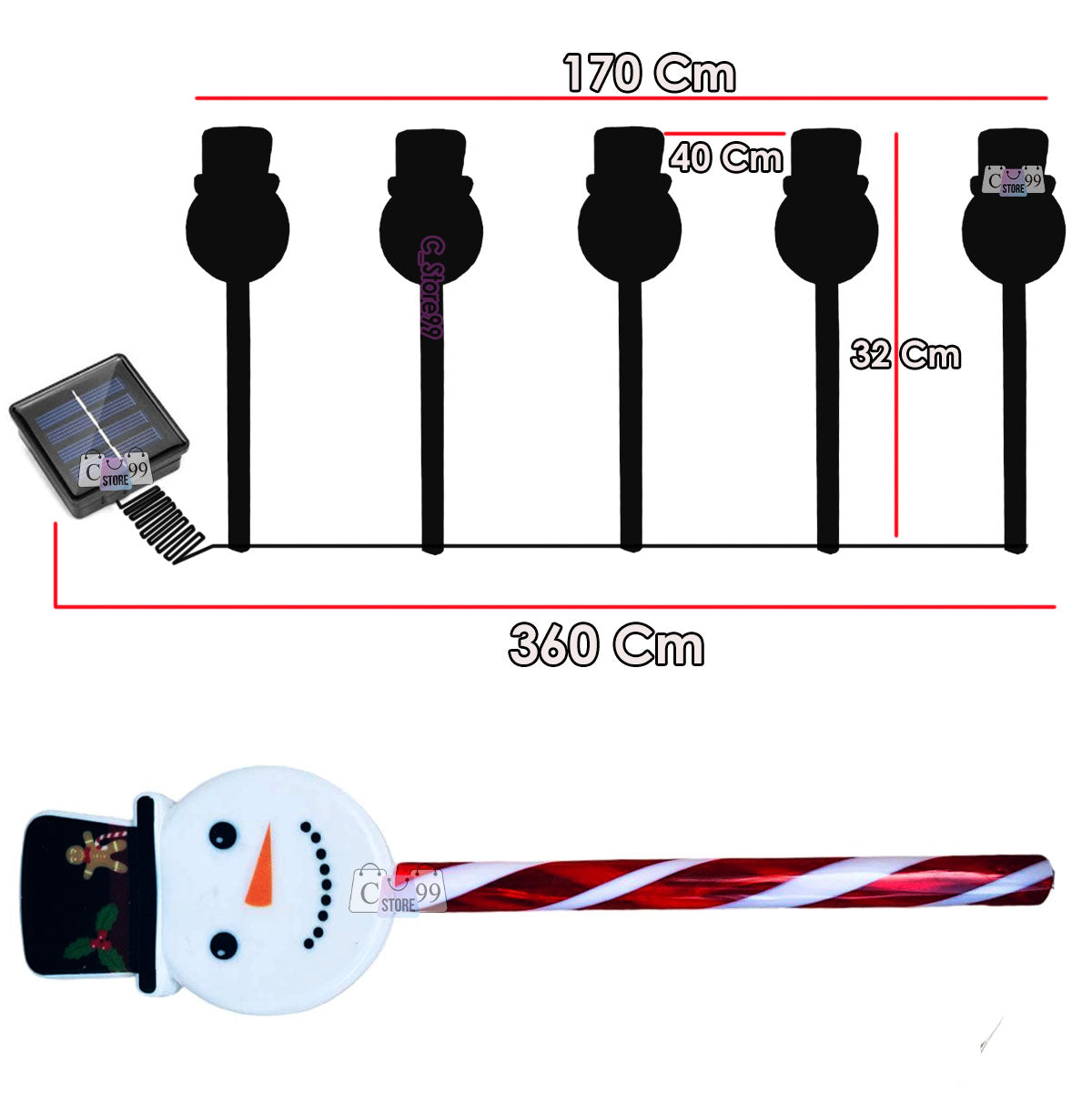 ☃️ Luces Solares Navideñas de Muñeco de Nieve 🎅