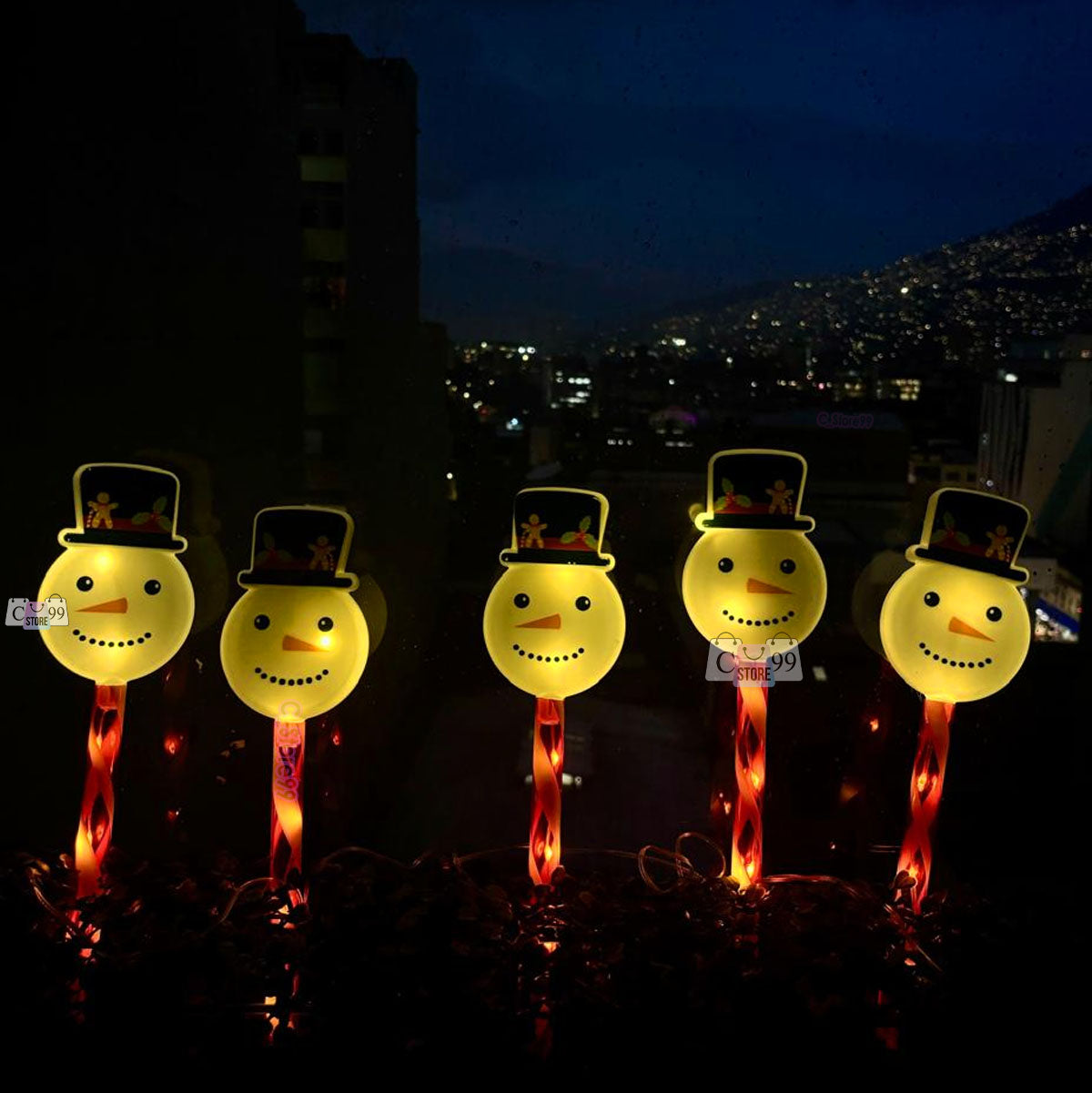 ☃️ Luces Solares Navideñas de Muñeco de Nieve 🎅