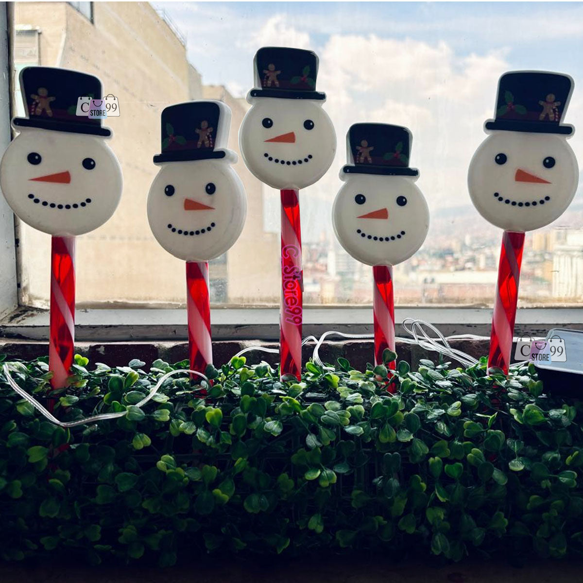 ☃️ Luces Solares Navideñas de Muñeco de Nieve 🎅