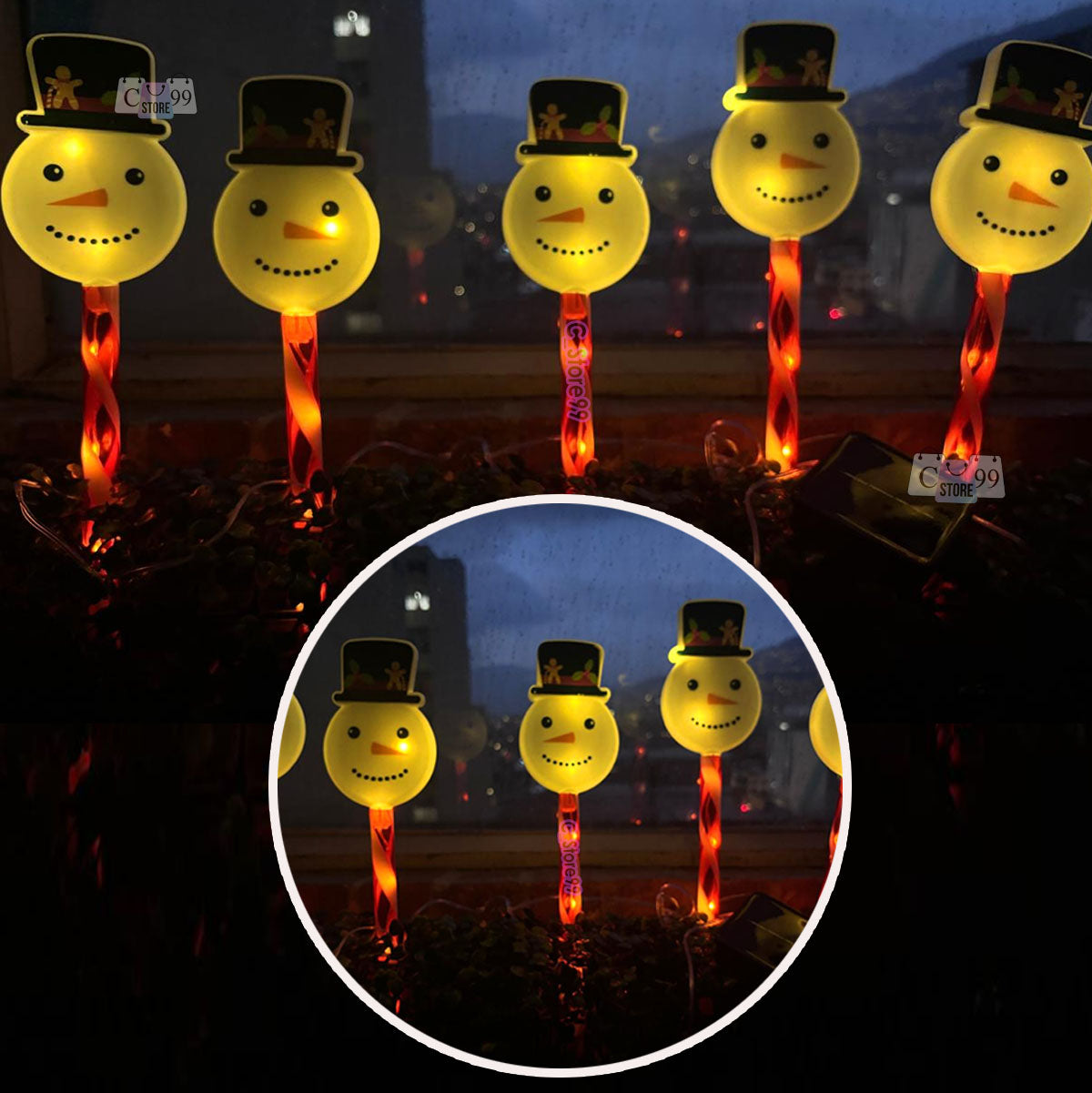 ☃️ Luces Solares Navideñas de Muñeco de Nieve 🎅